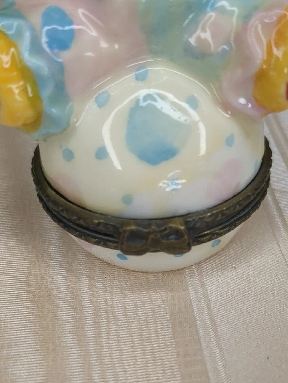 Vintage 90s Ceramic Clown Bear Ring Trinket Holder Cute Collectible